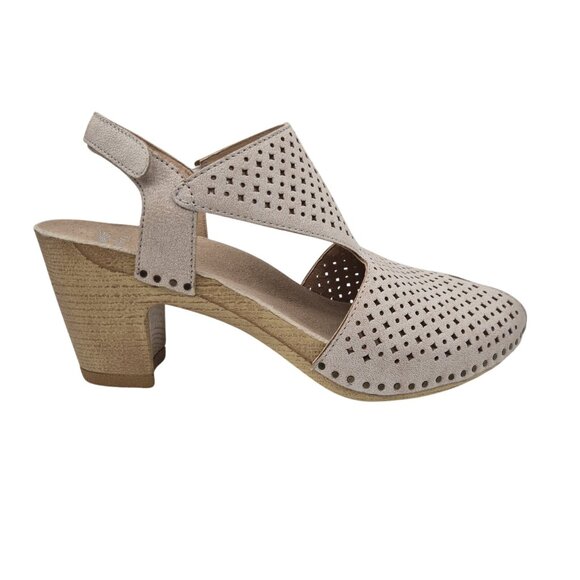 Dansko Teagan Laser Cut Leather Heeled Sandals Women\'s Size 41 Ivory (01)